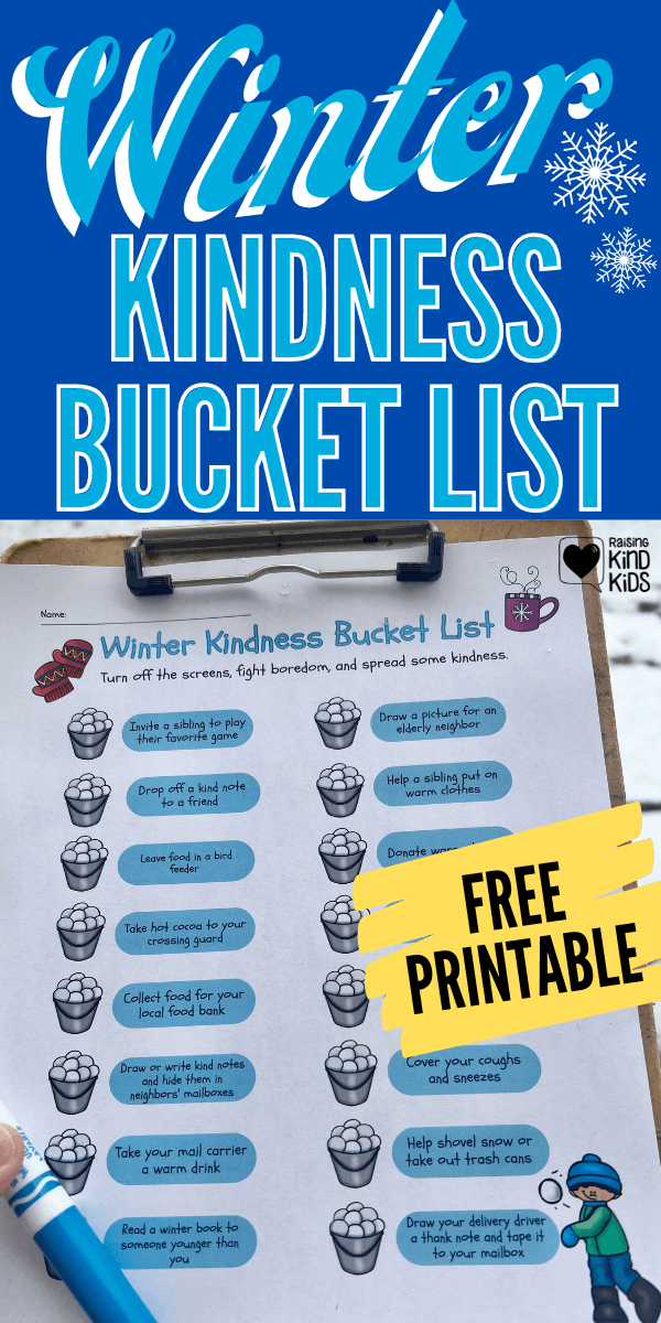 Use this Winter Kindness Bucket List to intentionally practice being kind during the winter months. 