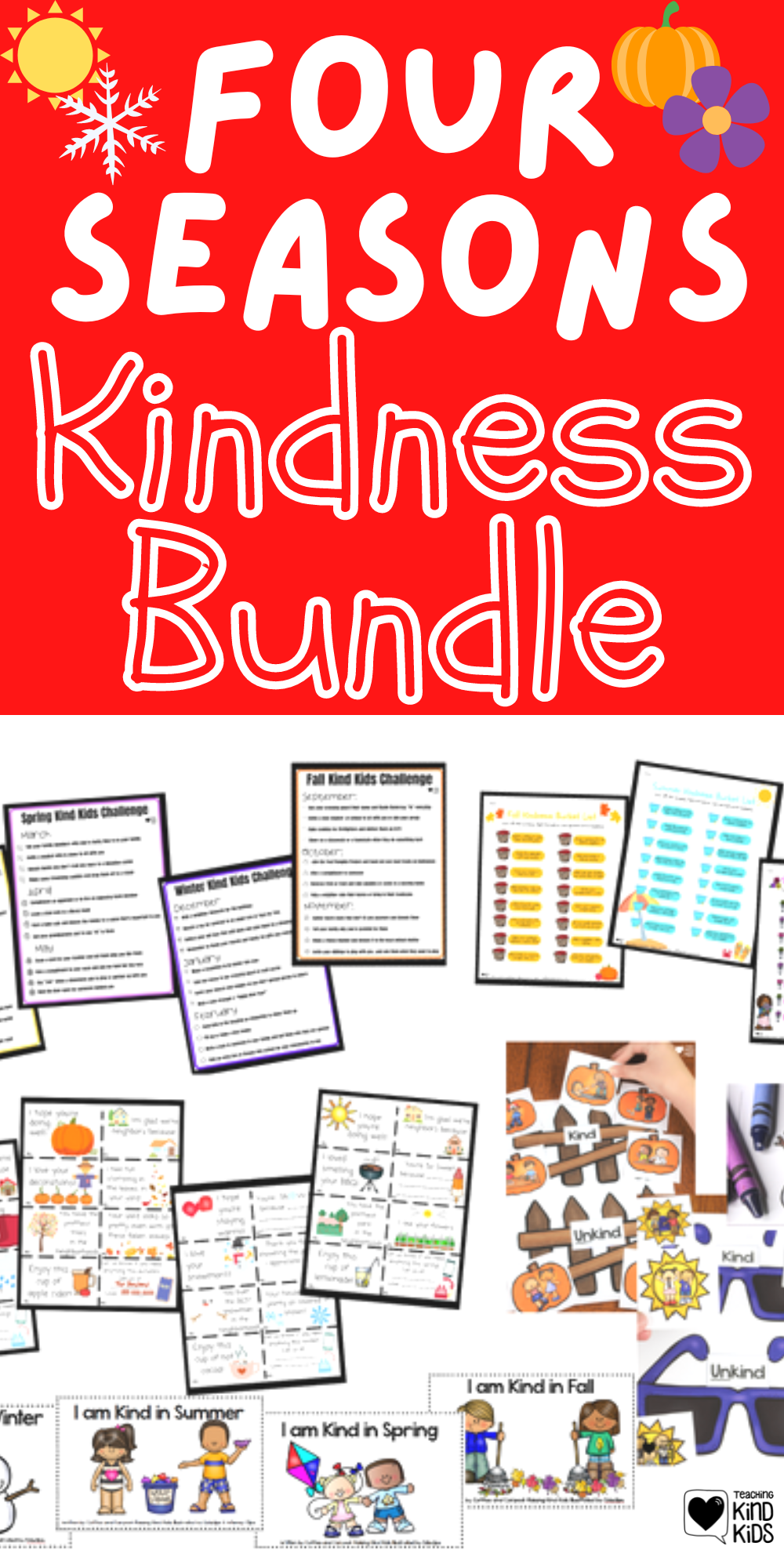 Use these four seasons kindness activities to teach about winter, spring, summer and fall and kindness at the same time.