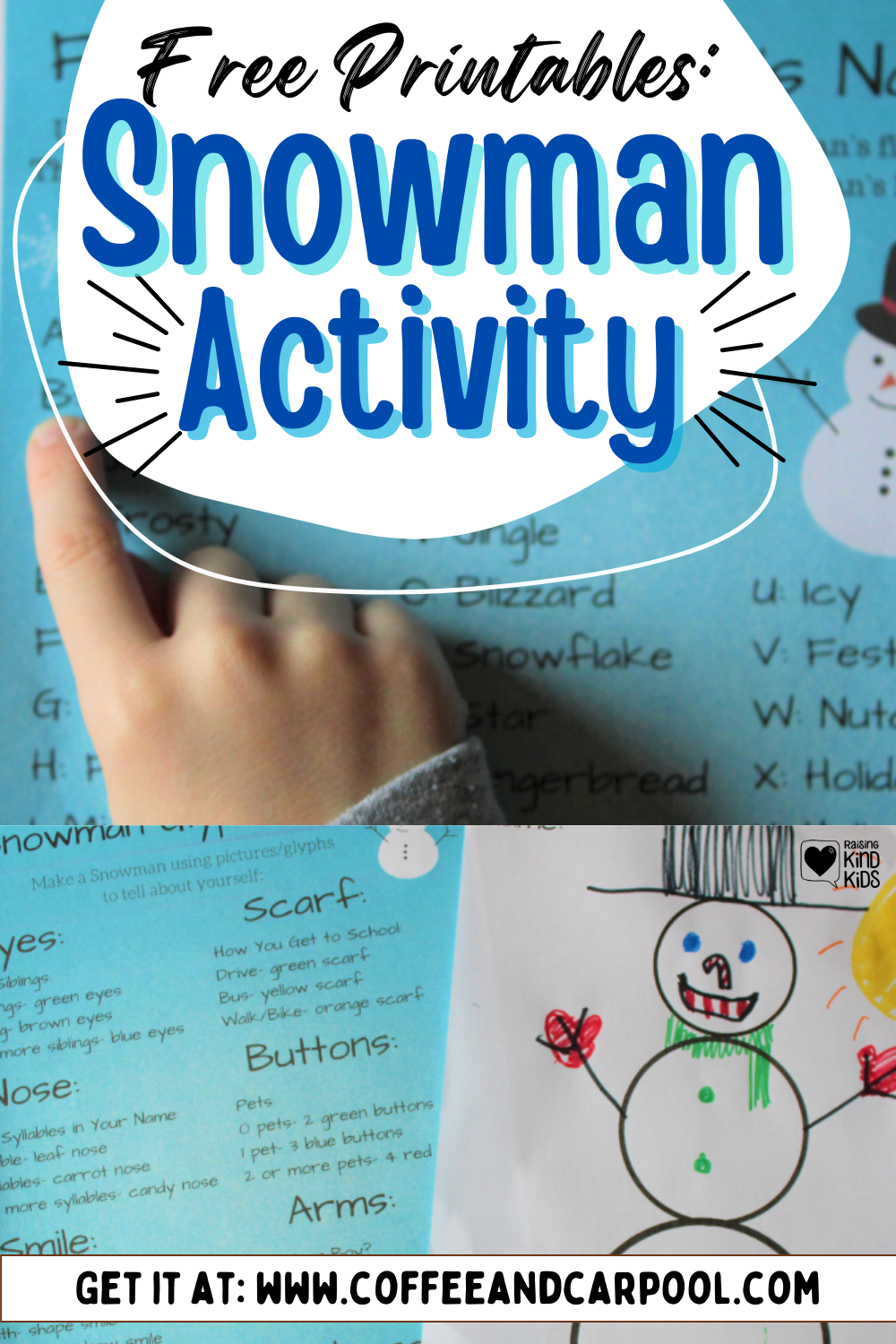 Snowman Glyph Art Project that's perfect for winter class parties, classroom projects and homeschool projects. This is a follow directions art project with free printables. www.coffeeandcarpool.com #freeprintables #followdirections #snowmanart #winterholidaypartyideas #classroomideas