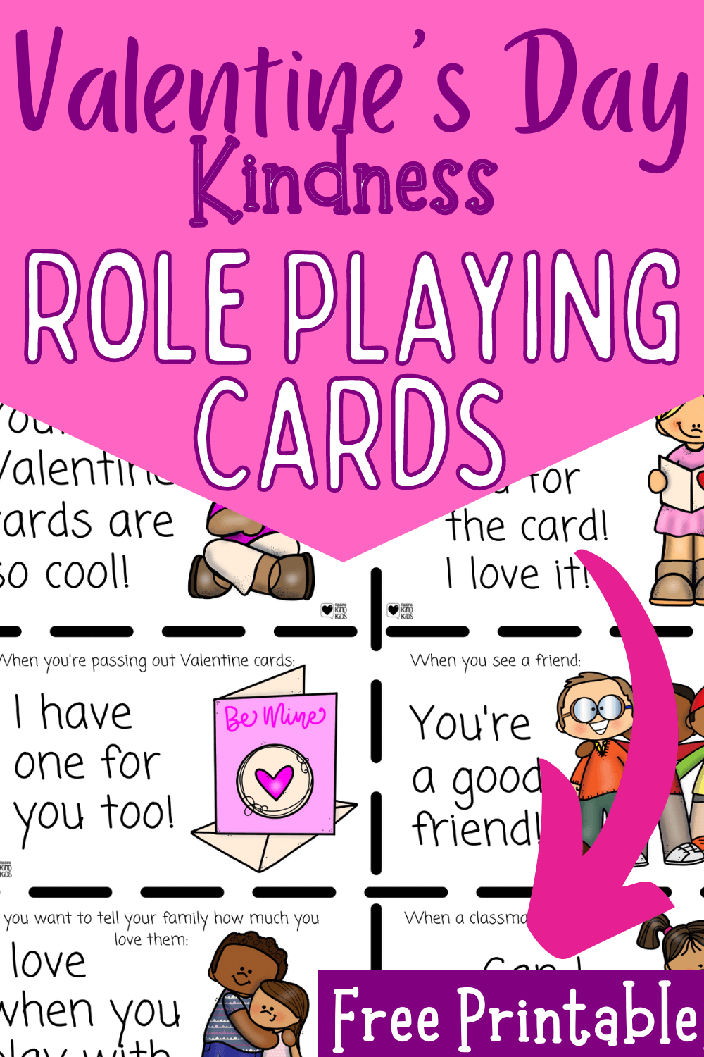 Use these Valentine's Day Kindness Role Playing Cards with kids to practice how to be kind towards others during Valentine's Day. 