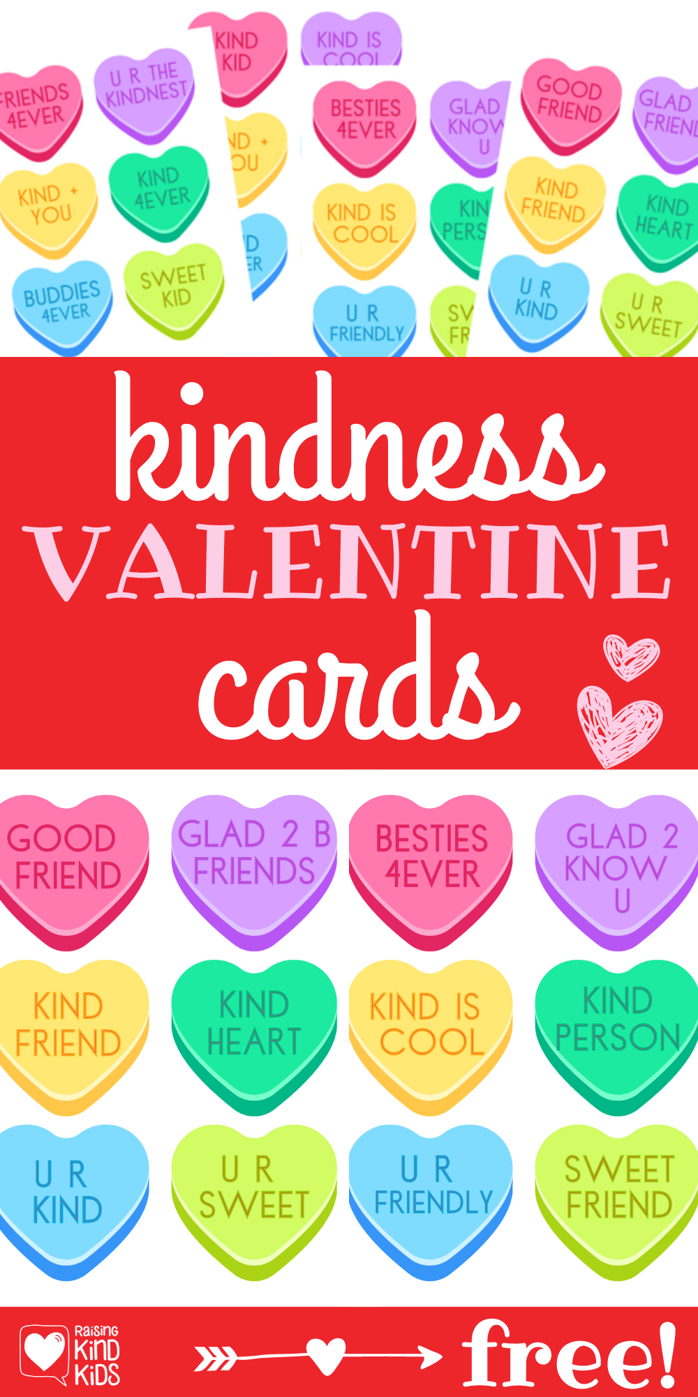Use these printable valentine cards to spread kindness this Valentine's Day on conversation hearts.