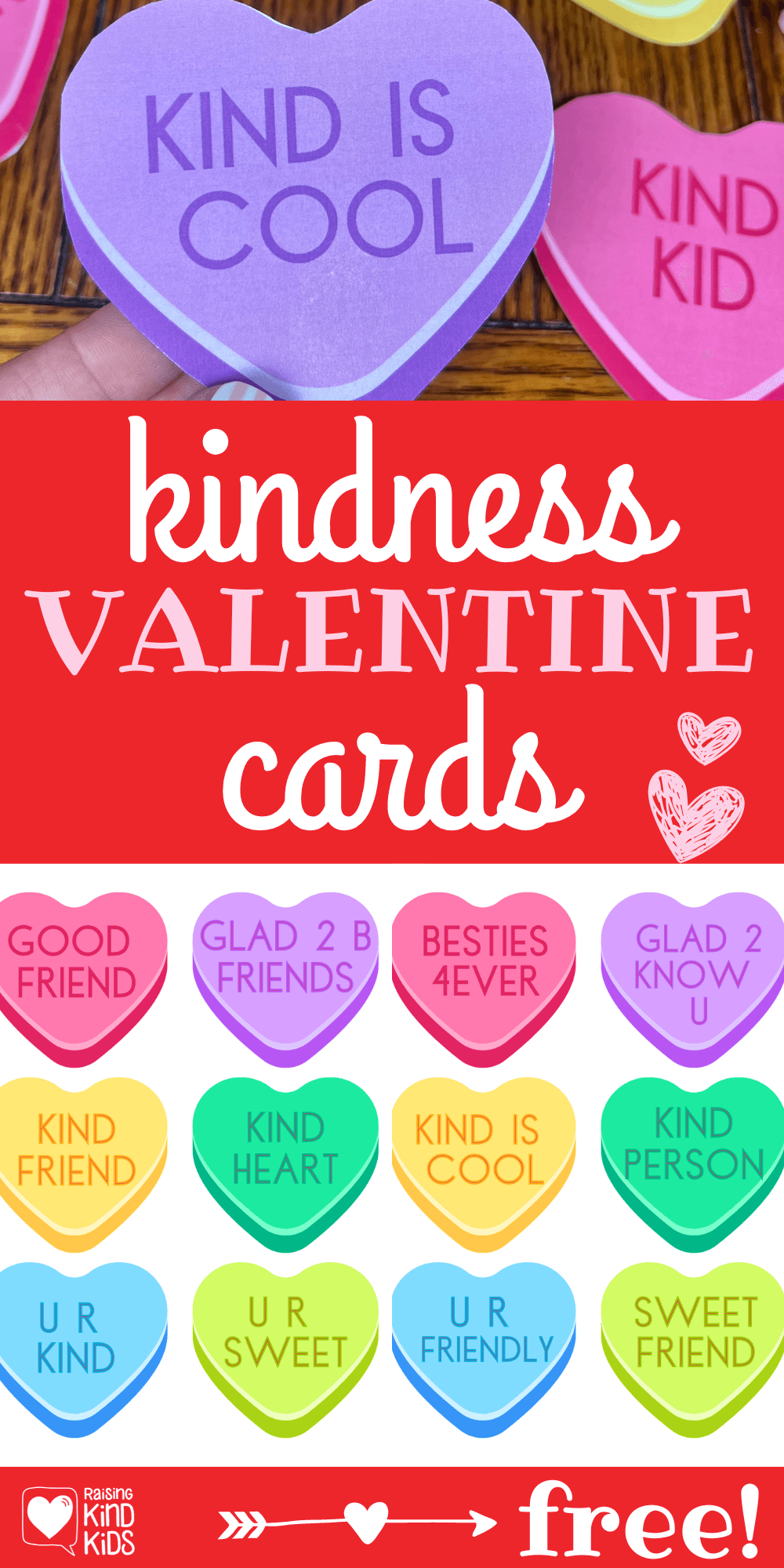 Use these printable valentine cards to spread kindness this Valentine's Day on conversation hearts.