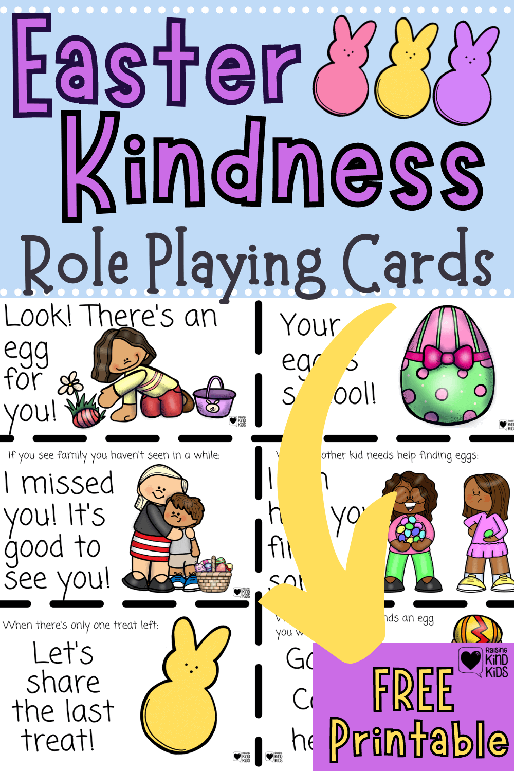 Use these Easter kindness Role Playing Cards with kids to practice how to be kind towards others on Easter