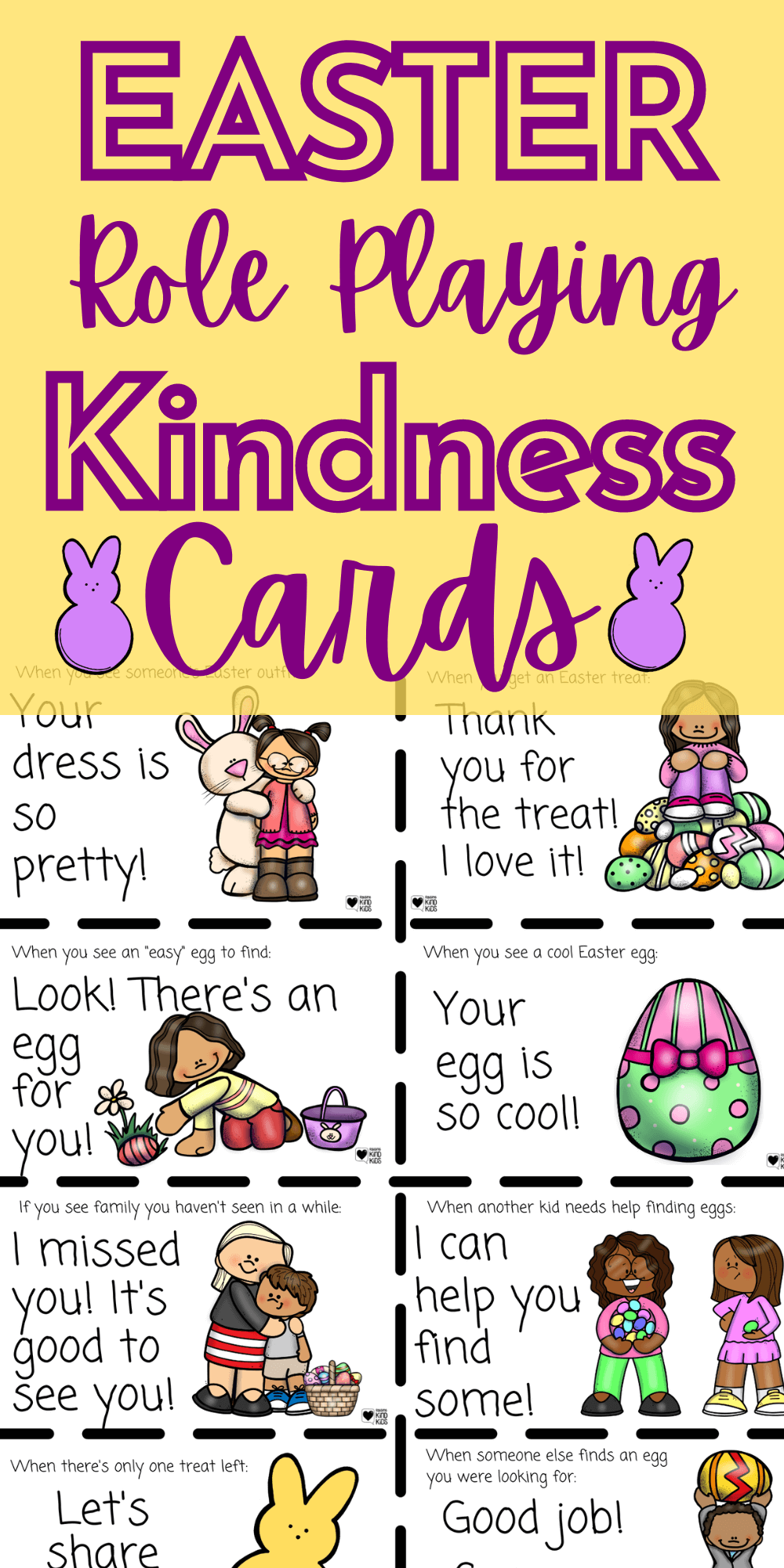 Use these Easter kindness Role Playing Cards with kids to practice how to be kind towards others on Easter