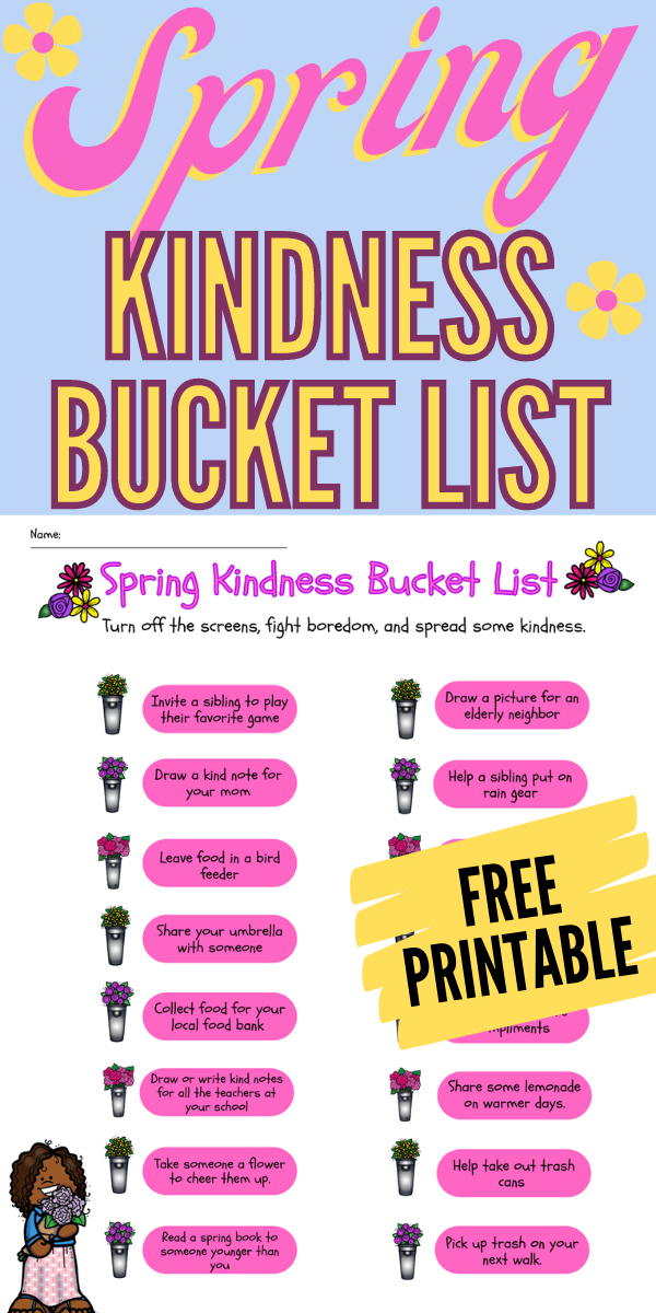 Use this Spring Kindness Bucket List Activity to help kids spread kindness throughout the spring months with easy, kid-friendly activities. 
