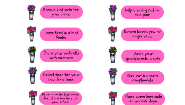 Use this spring kindness bucket list to spread more kindness during the spring months.