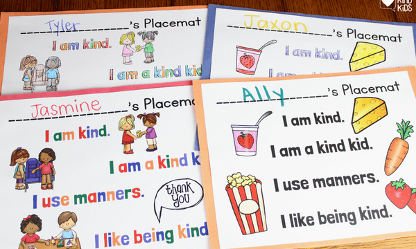 Use these kindness placemats for snack time or lunch time in early childhood classrooms.