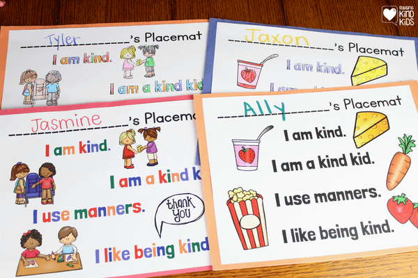 Use these kindness placemats for snack time or lunch time in early childhood classrooms. 