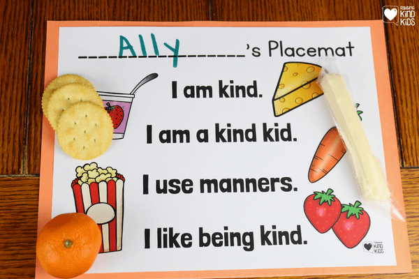 Use these kindness placemats for snack time or lunch time in early childhood classrooms. 