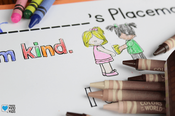 Use this kindness placemat for snack time or lunch time in early childhood classrooms. 