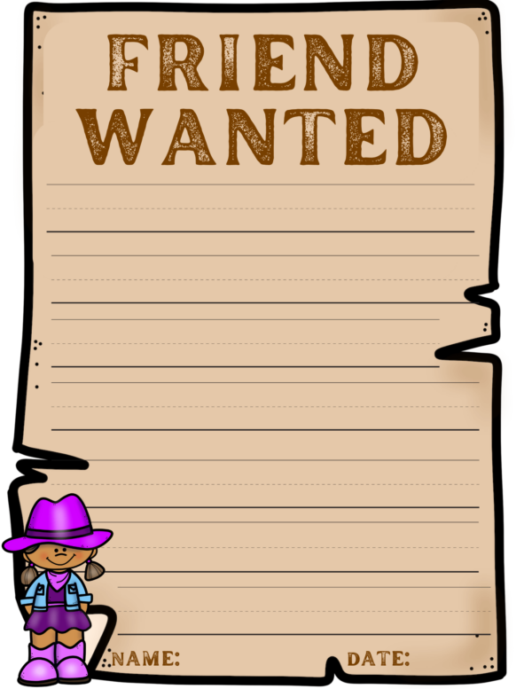 Help kids figure out what they value in a friend and what they look for in a friend with these Friend Wanted Posters. 