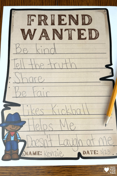 Help kids figure out what they value in a friend and what they look for in a friend with these Friend Wanted Posters. 