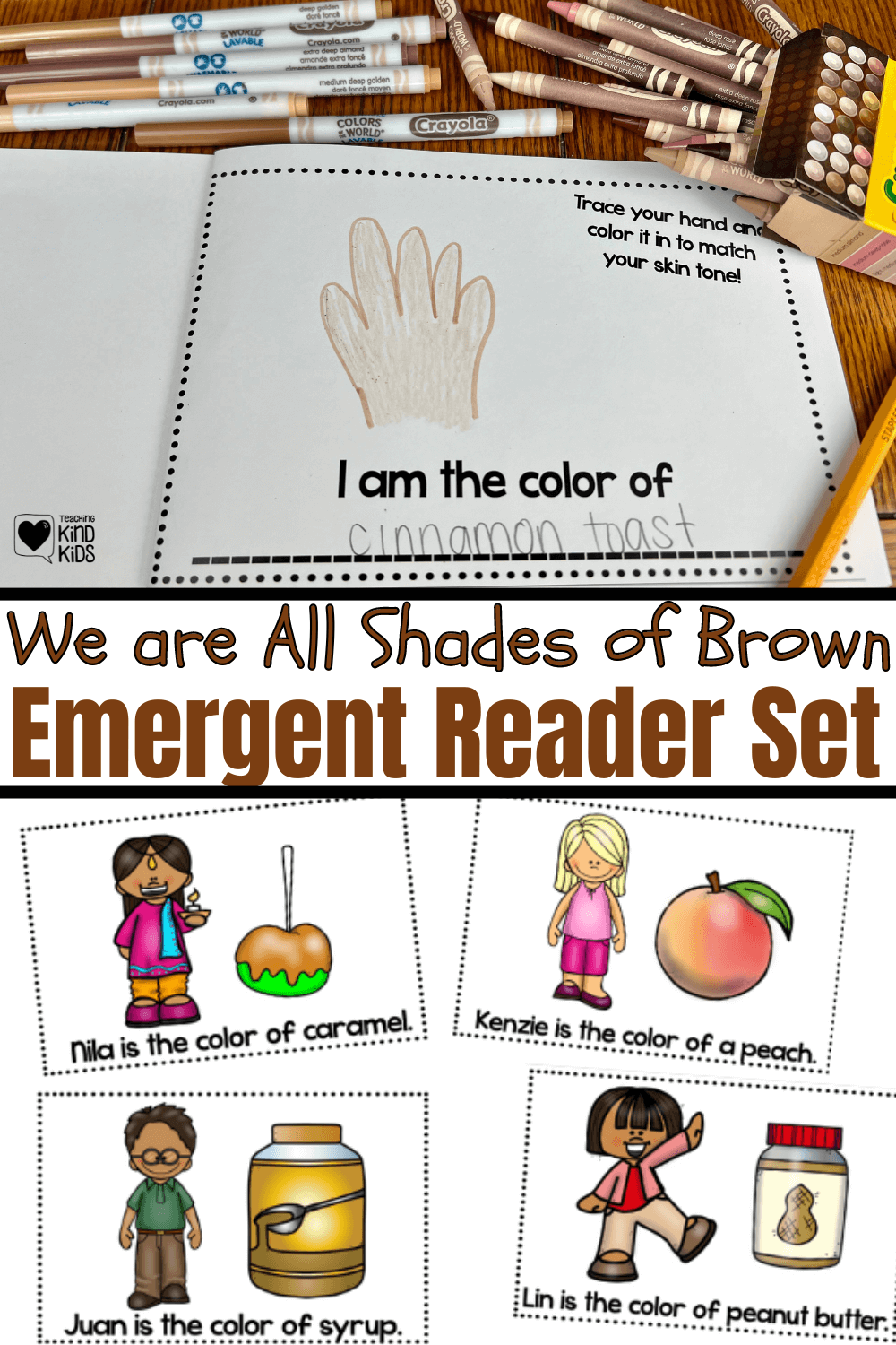 Use this We are all Shades of Brown Emergent Reader to celebrate our differences and our different skin colors.