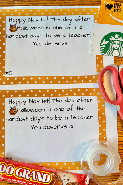 Thank a teacher with this card to give them on November 1st because the day after Halloween is the hardest day to teach. 