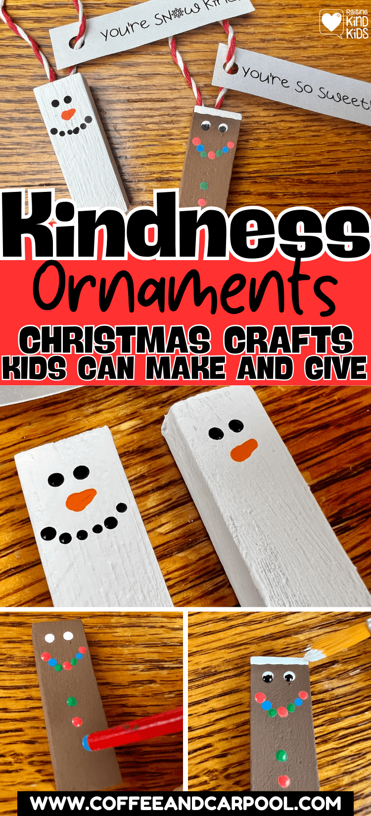 Make these Kindness Christmas ornament craft kids can make this December and give them away to others as a diy Christmas gift.