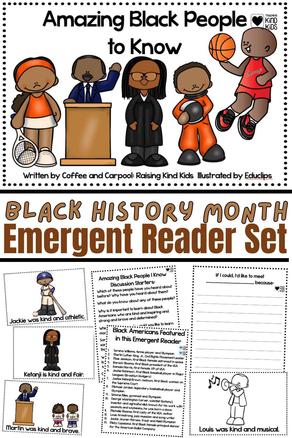 Use this Black History Emergent Reader to focus on and learn about amazing Black Americans during Black History Month in February. 